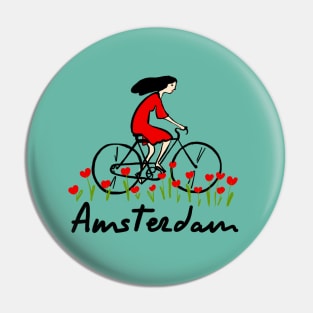 Girl in bike on a tulip field | Amsterdam Pin