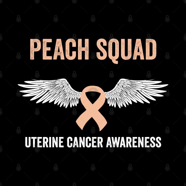 uterine cancer awareness month - peach ribbon squad by Merchpasha1