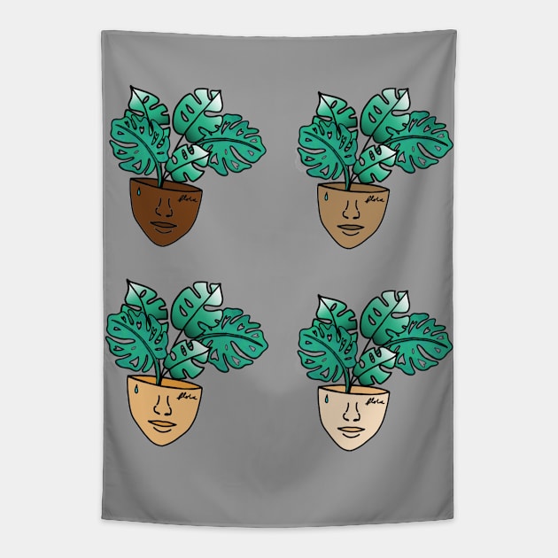 Multicultural Monstera Tapestry by Tenpmcreations