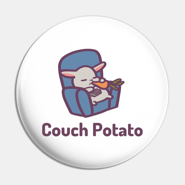 Couch Potato Cute Bunny Pin by ThumboArtBumbo