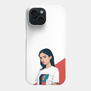 Modern Woman Wearing an Abstract Teeshirt Phone Case