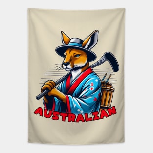 Ice hockey kangaroo Tapestry