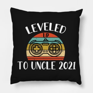 Leveled Up To Uncle 2021 - Pregnancy Announcement New Uncle Retro Sunset - Funny Maternity Gift For Gamer Lover Pillow