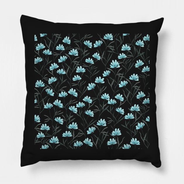 Blue flower garden Pillow by jeune98