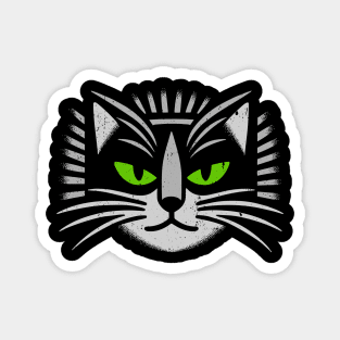 Feline Gaze: Friendly Green Eyes with Love Cute funny Cat's Defiant Message Magnet