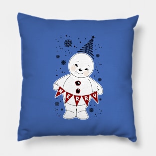 Creative snowman drawing Pillow