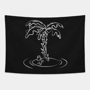 Desert Island - Outline (white) Tapestry