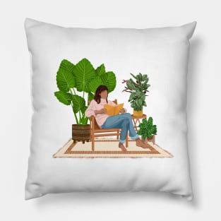 Reading and plants illustration 4 Pillow