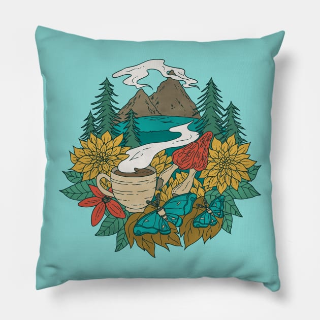 Pacific Northwest Coffee and Nature Pillow by Tamara Lance