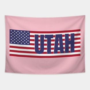 Utah State in American Flag Tapestry