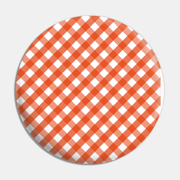 Halloween Orange and White Check Gingham Plaid Pin by squeakyricardo