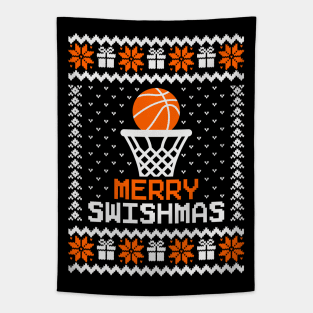 Merry Swishmas Basketball Ugly Sweater Tapestry