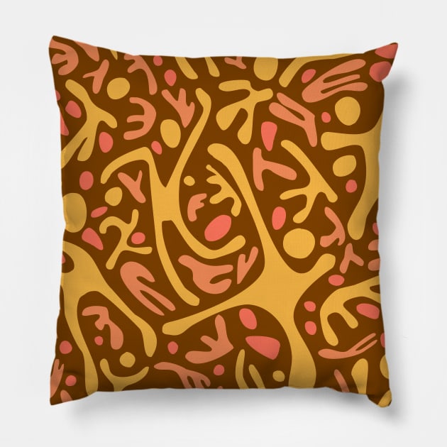 Run, Jump, Play Original on Brown Pillow by ArtticArlo