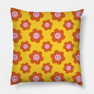 Smiley Flowers - Pink Pillow