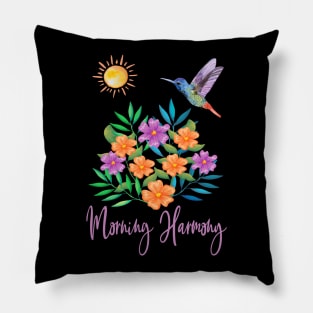 Morning harmony hummingbird floral Pillow