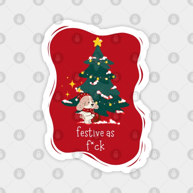 Festive as F*ck - Festive AF Dog Magnet by applebubble