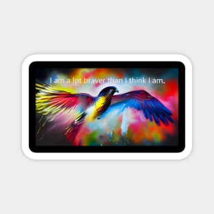 Courage mantra with colorful spirit animal Hawk Magnet