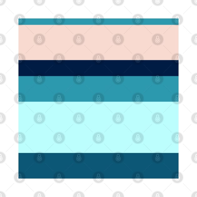 A delightful combination of Oxford Blue, Deep Sea Blue, Sea, Pale Cyan and Pale Pink stripes. by Sociable Stripes