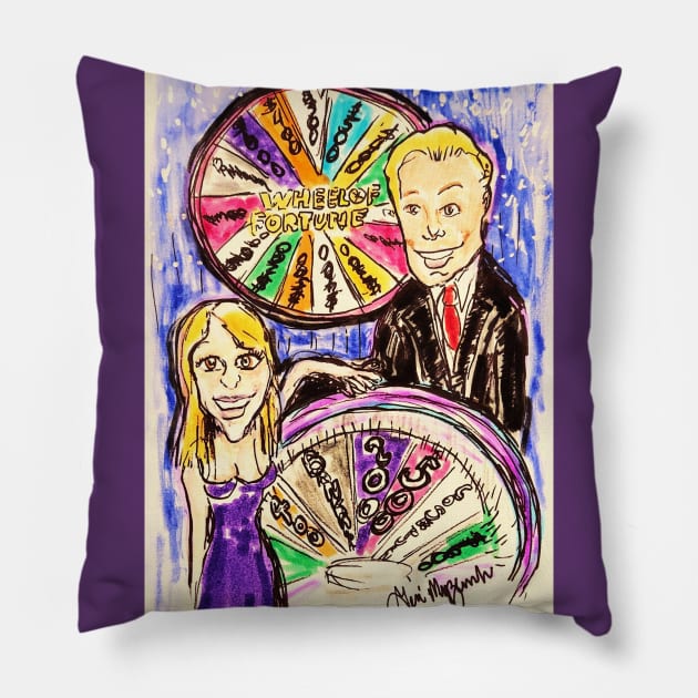 Wheel of Fortune Pat Sajak and Vanna White Pillow by TheArtQueenOfMichigan 