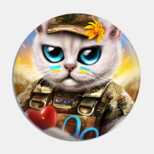 Ukrainian Army medic cat Pin