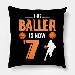 Kids 7Th Birthday Basketball This Baller Is Now 7 Pillow