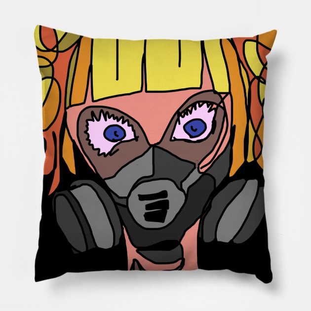 Girl in mask Pillow by Gregg Standridge