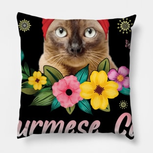 Flowers And Burmese Cat Happy Mother Day Mommy Mama Pillow