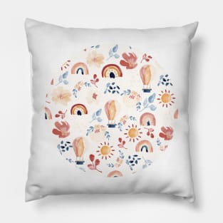 Neutral rainbows and hot air balloons Pillow