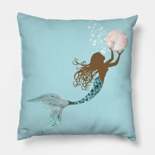 Gathering Pearls Beautiful Black Mermaid Pillow