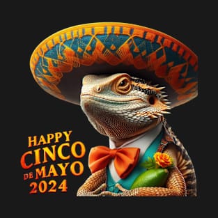 Happy Cinco de Mayo 2024 Mariachi Mexican Lizard T-Shirt