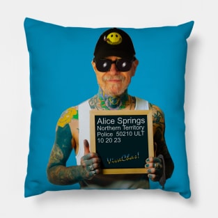 VivaChas Mug Shot Down at the Cop House Pillow