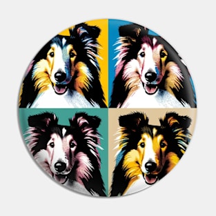 Pop Retro Collie Art Painting - Cute Puppy Pin