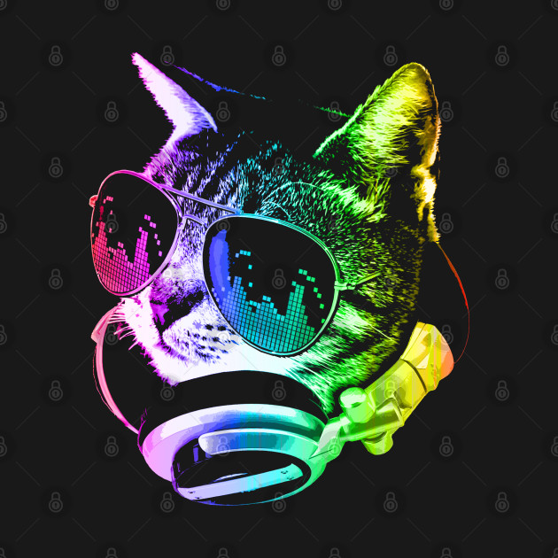 Disover Rainbow Music Cat - Music Cat - T-Shirt