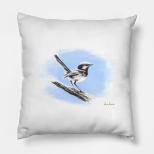 Superb Blue Wren Pillow