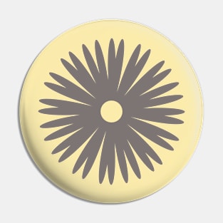 Flower 1, Minimalist Abstract Floral in Yellow and Dark Taupe Pin