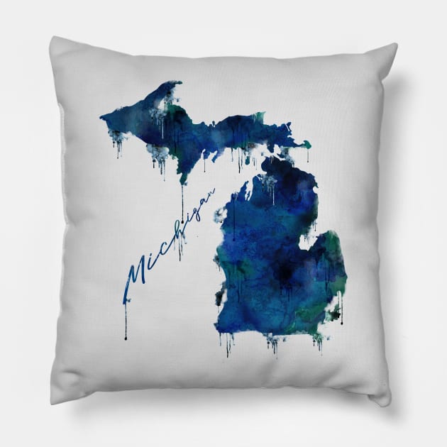 Michigan - Wet Paint Pillow by Gringoface