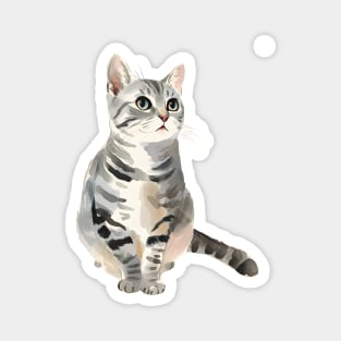 Watercolor Grey Tabby Cat Magnet