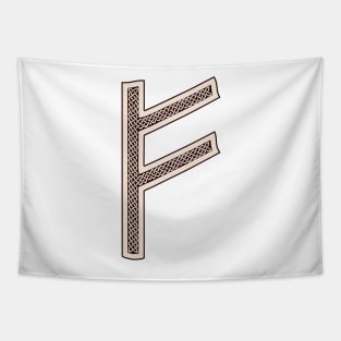 Fehu Rune - Bone and Burnt Wood - Viking / Norse / Saxon Futhark Rune Tapestry