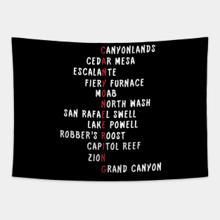 Utah Canyoneering Locations Acrostic (White) Tapestry