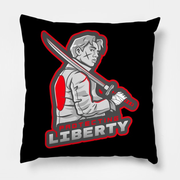 The Man With A Japanese Sword Pillow by Mega Tee Store