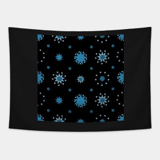 Suns and Dots Blue on Black Repeat 5748 Tapestry