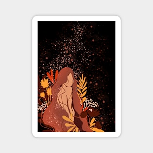 Magical Lady 4, Brown Figure Illustration Magnet