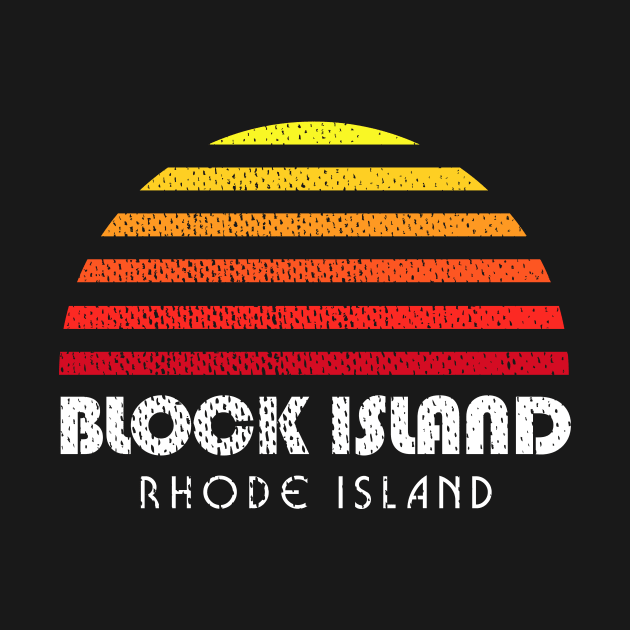 Block Island Rhode Island New England Retro Sunset by PodDesignShop