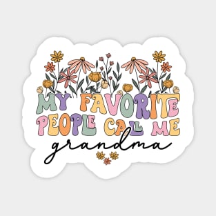 Retro Groovy My Favorite People Call Me Grandma Floral Magnet