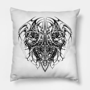 Biomechanical Line Art Tattoo Design Pillow