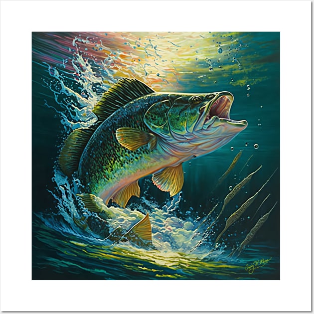 Large Mouth Bass Jumping After Lure Sticker for Sale by