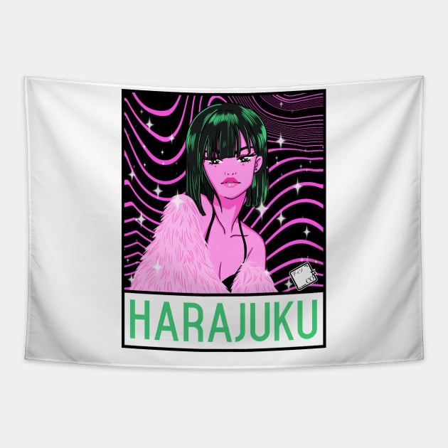 Harajuku Anime Girl Tapestry by Disocodesigns