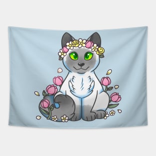 Flower Crown Kitty Tapestry