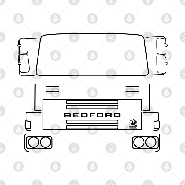 Classic Bedford TM lorry black outline graphic by soitwouldseem