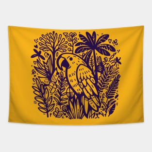 Flying parrot and plants Tapestry